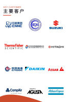 正德铭拾主要客户标识墙：CNNC、SUZUKI、Thermo Fisher、HITACHI、DAIKIN、Atlas Copco 等客户 LOGO